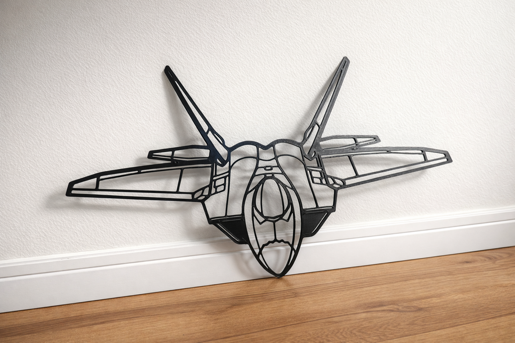 F-22 Raptor Wall Art F-22 Raptor Wall Art – 3D Printed Fighter Jet Wall Decor – Military Aircraft Metal Style Wall Hanging – Aviation Room Decor