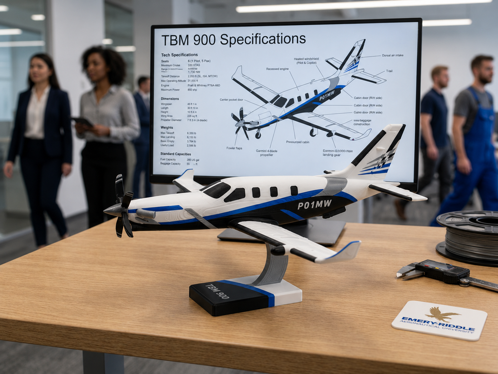 TBM 900 3D Printed Airplane Model Kit | Aviation Desk Decor