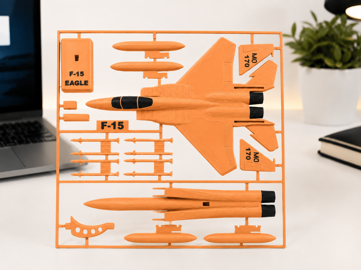 F-15 Eagle 3D Printed Aircraft Model Kit – White & Gray Fighter Jet Edition