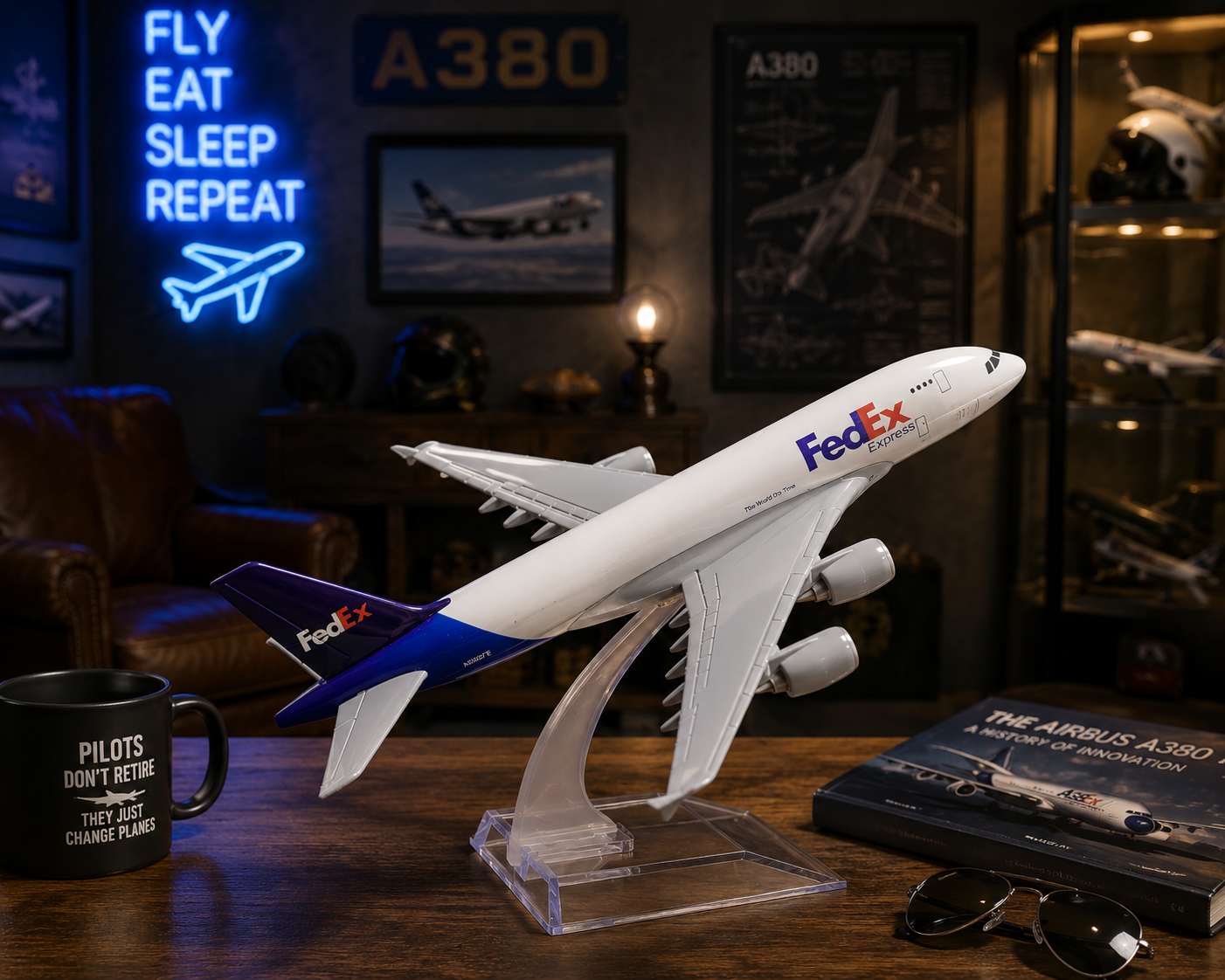 FedEx Airbus A380 Die-Cast Aircraft Model – 1:400 Scale Cargo Display Plane