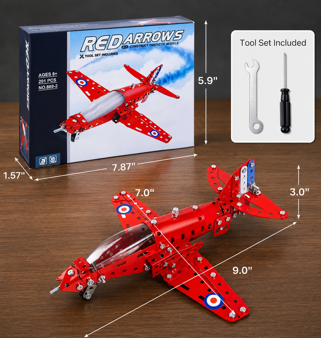 Toy Airplane Building Kit – 201 Piece STEM DIY Model Plane Construction Set