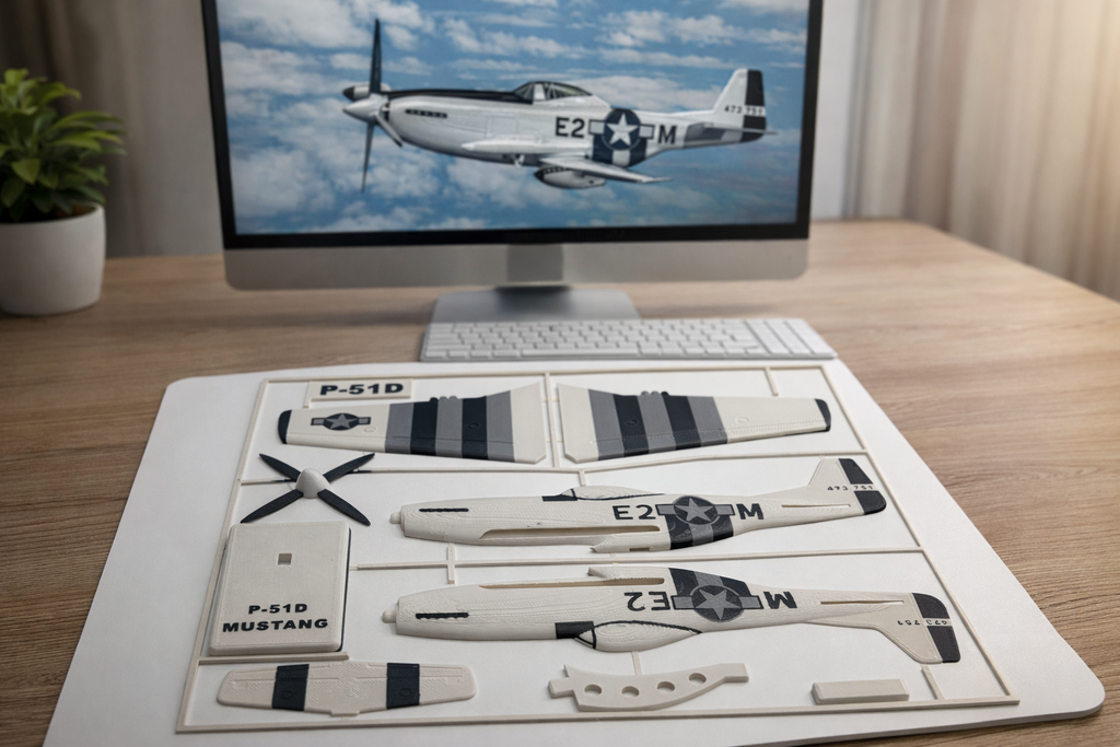P-51D Mustang 3D Printed Aircraft Model Kit – WWII Fighter Plane