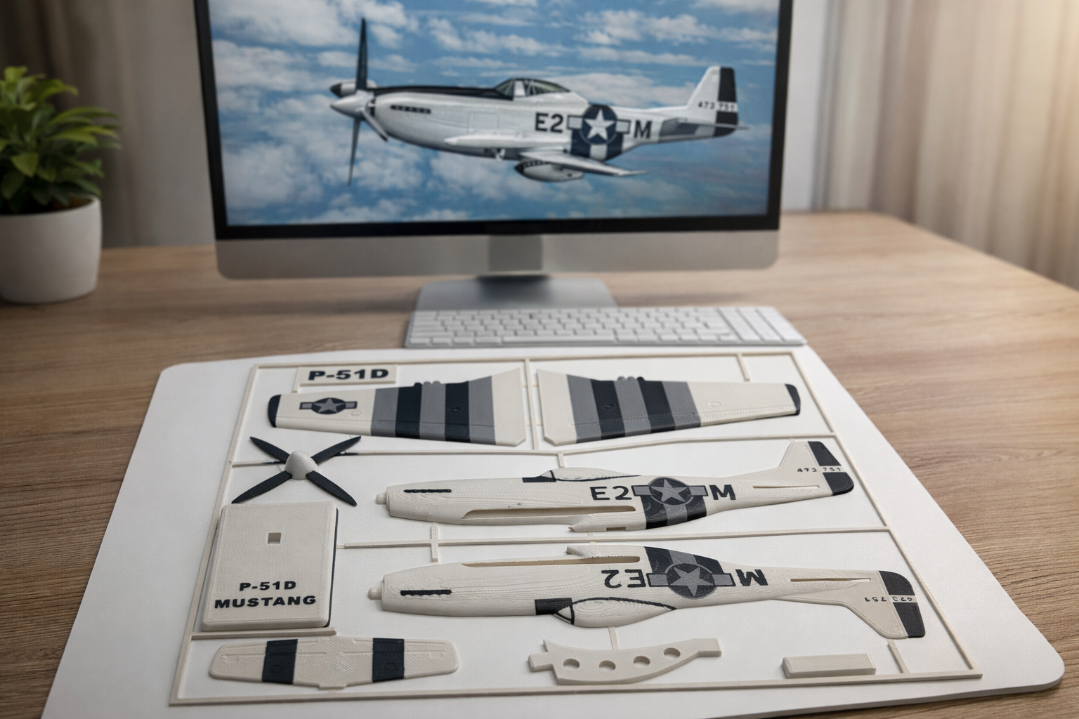 P-51D Mustang 3D Printed Aircraft Model Kit – WWII Fighter Plane