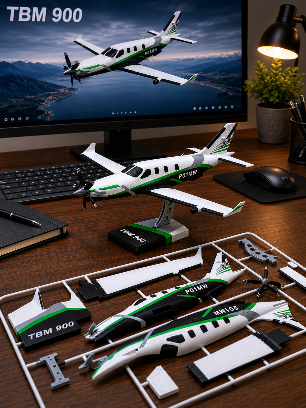 TBM 900 3D Printed Airplane Model Kit | Aviation Desk Decor
