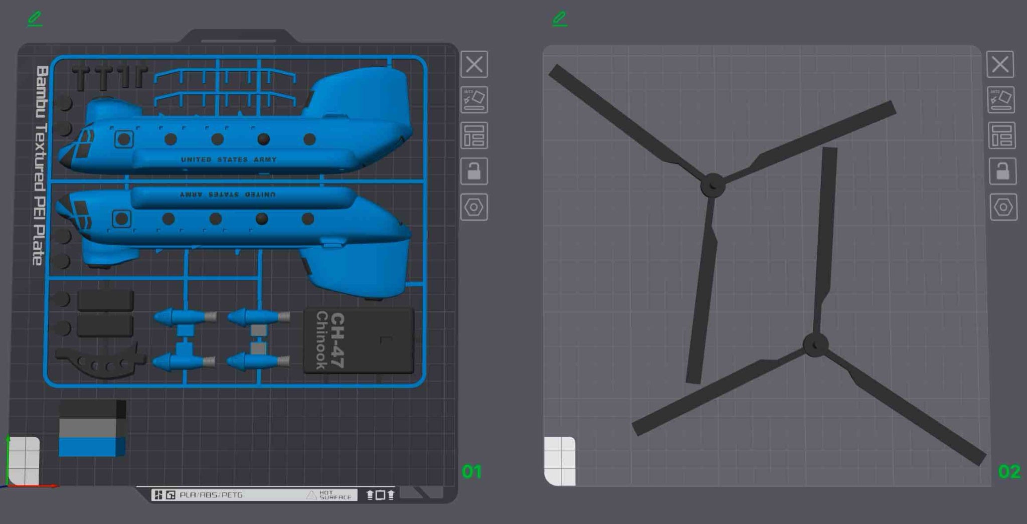 CH-47 Chinook Helicopter Loose Piece Display Model – 3D Printed Military Helicopter