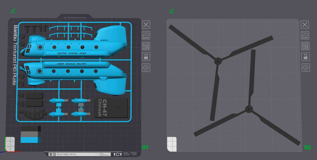 CH-47 Chinook Helicopter Loose Piece Display Model – 3D Printed Military Helicopter