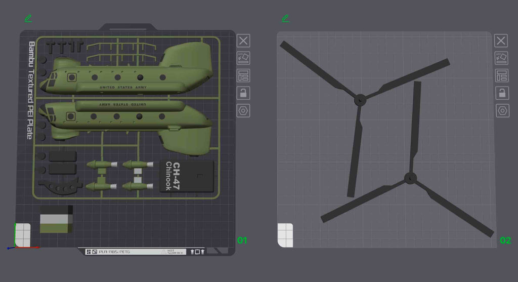 CH-47 Chinook Helicopter Loose Piece Display Model – 3D Printed Military Helicopter