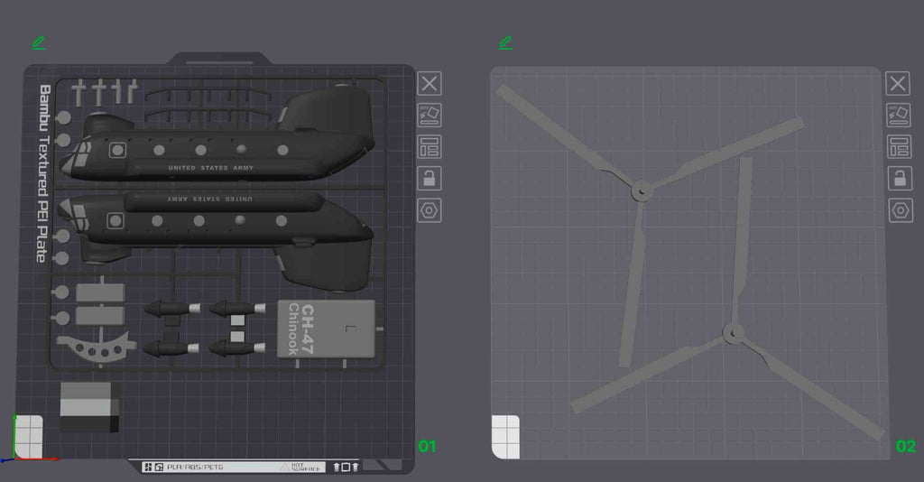 CH-47 Chinook Helicopter Loose Piece Display Model – 3D Printed Military Helicopter