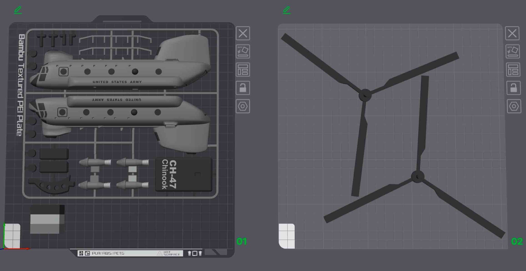 CH-47 Chinook Helicopter Loose Piece Display Model – 3D Printed Military Helicopter