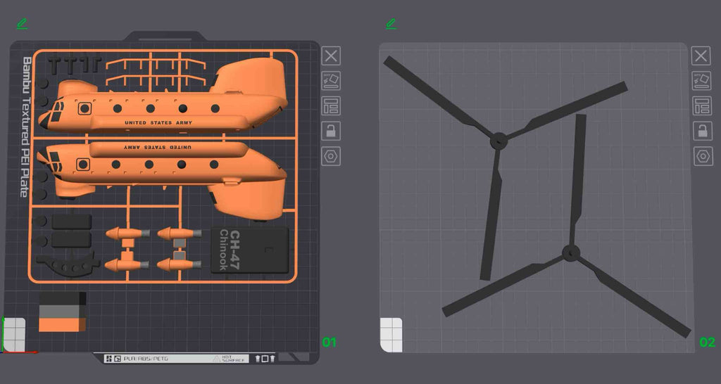 CH-47 Chinook Helicopter Loose Piece Display Model – 3D Printed Military Helicopter