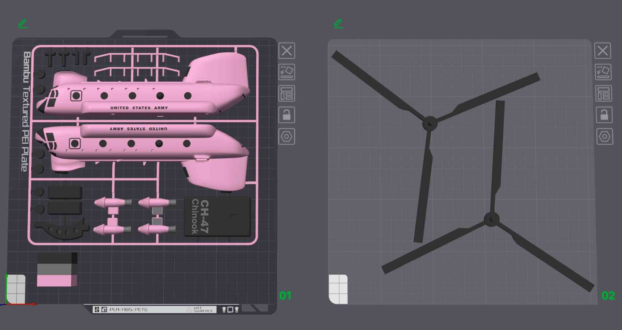 CH-47 Chinook Helicopter Loose Piece Display Model – 3D Printed Military Helicopter