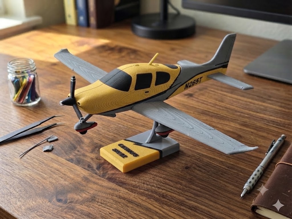 3D Printed Cirrus SR22 Model Kit DIY Aircraft Build Display