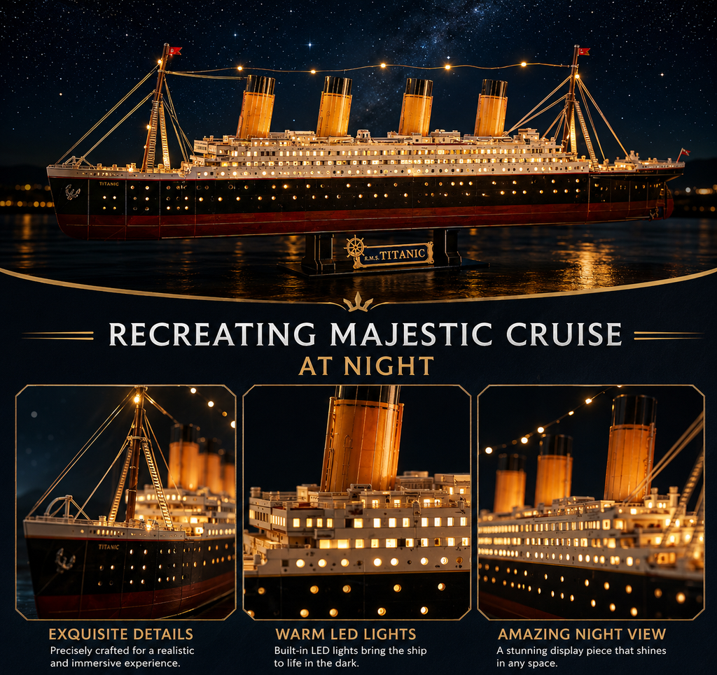 CubicFun Titanic 3D Model Ship Puzzle with LED Lights – 266 Pieces