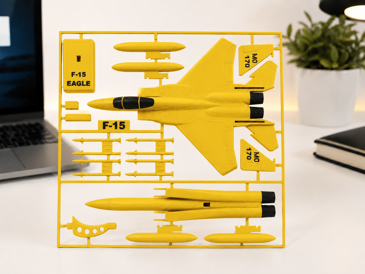 F-15 Eagle 3D Printed Aircraft Model Kit – White & Gray Fighter Jet Edition