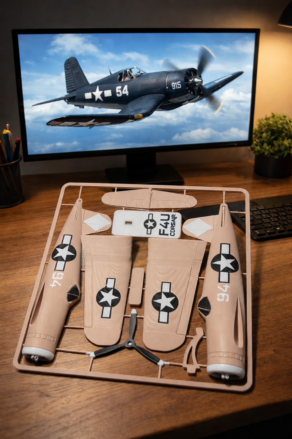 F4U Corsair 3D Printed Aircraft Model Kit – WWII Fighter Plane Edition