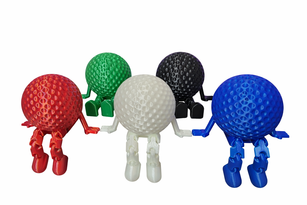 Funny Golf Ball Buddy Desk Decor | 3D Printed Golf Ball Figure with Dangly Legs