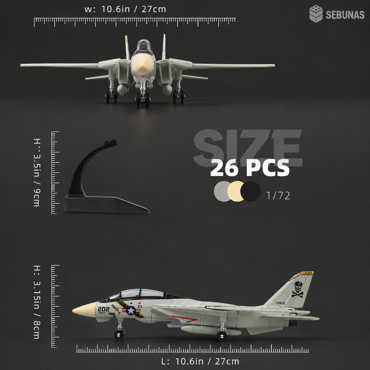 F-14 Tomcat 3D Quick Build Model Kit – 26 Piece Fighter Jet Aircraft Puzzle