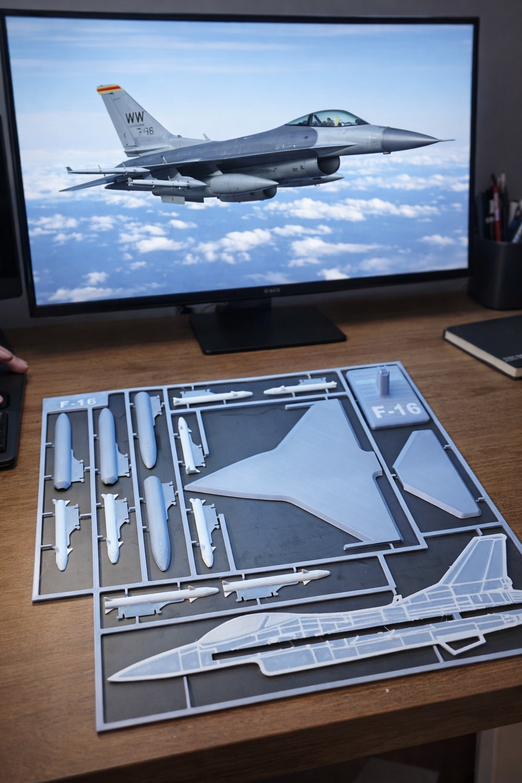 F-16 Fighting Falcon 3D Printed Fighter Jet Model – Military Aircraft Desk Decor