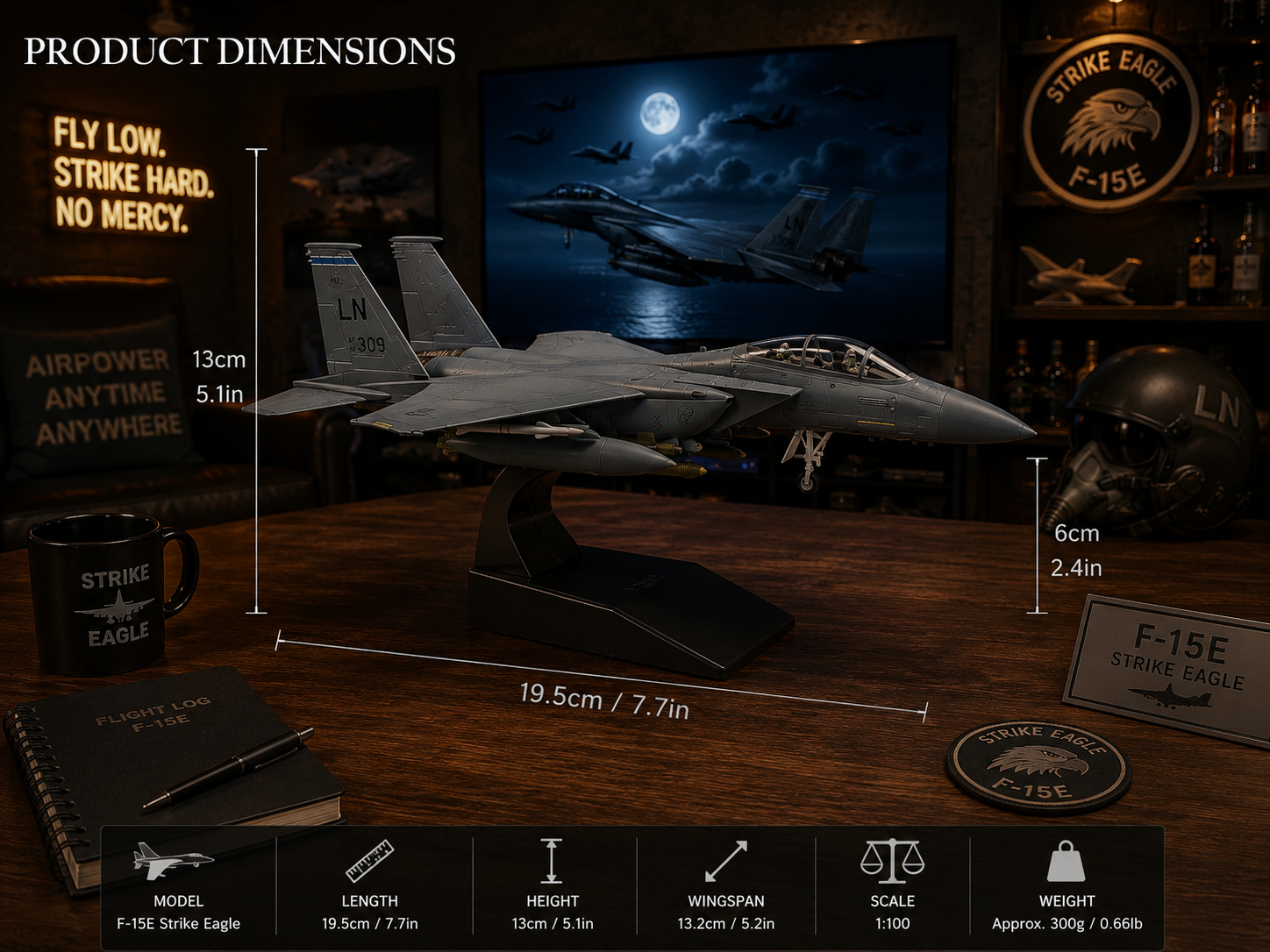 F-15E Strike Eagle Die-Cast Aircraft Model – 1/100 Scale Military Display Jet