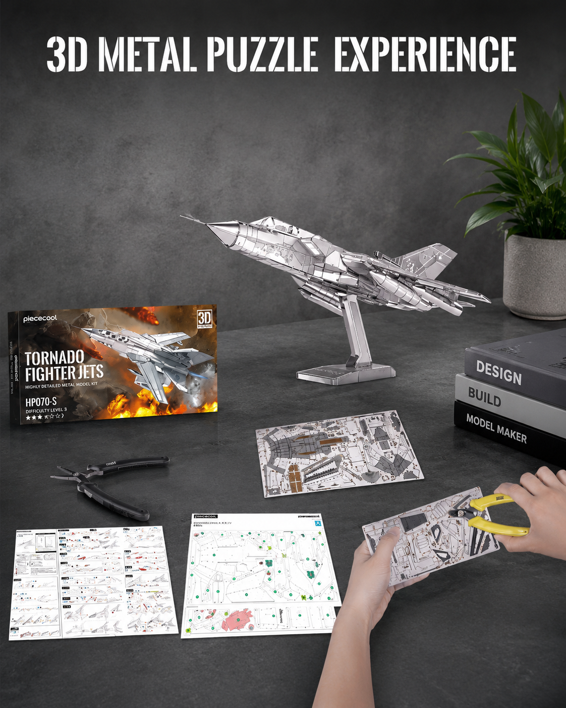 Piececool Tornado Fighter Jet 3D Metal Model Kit