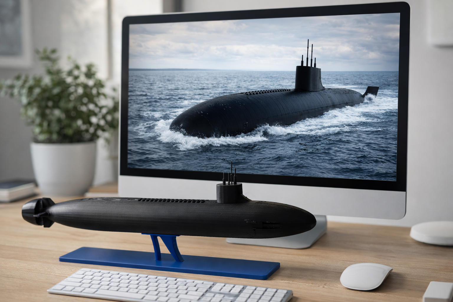 USS Seawolf Submarine 3D Printed Display Model – Military Naval Desk Display