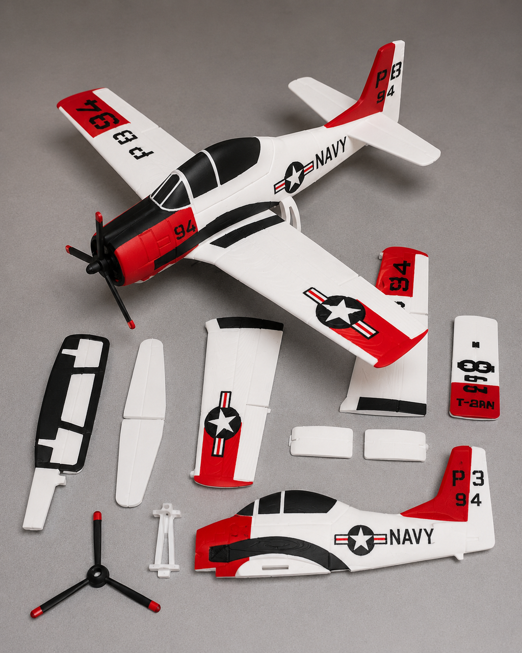 T-28 Trojan Navy Kit Card 3D Printed Aircraft Model Kit | Snap Fit Desk Display | DIY Plane Gift