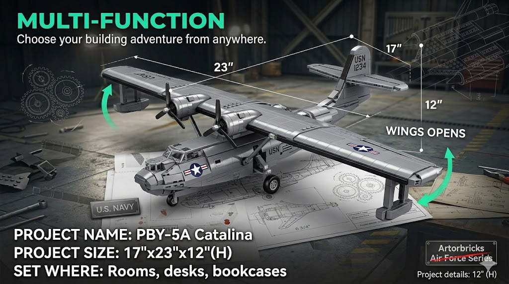 PBY-5A Catalina Military Aircraft Building Set – 364 Piece Model Ki