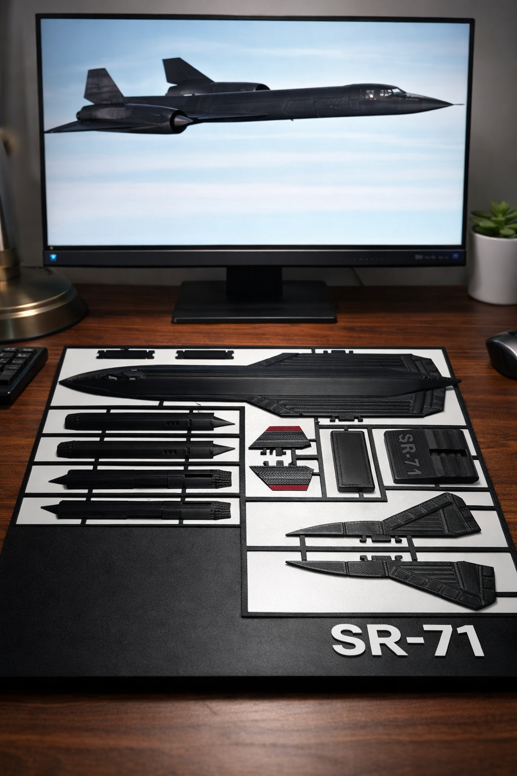 SR-71 Blackbird 3D Printed Model Kit SR-71 Blackbird 3D Printed Model Kit – Spy Plane Aircraft Display – Military Aviation DIY Build – Stealth Jet Desk Decor