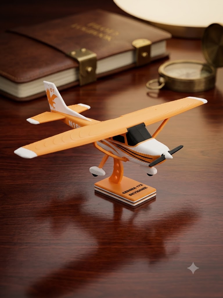 3D Printed Cessna 172 Skyhawk Model Kit Display