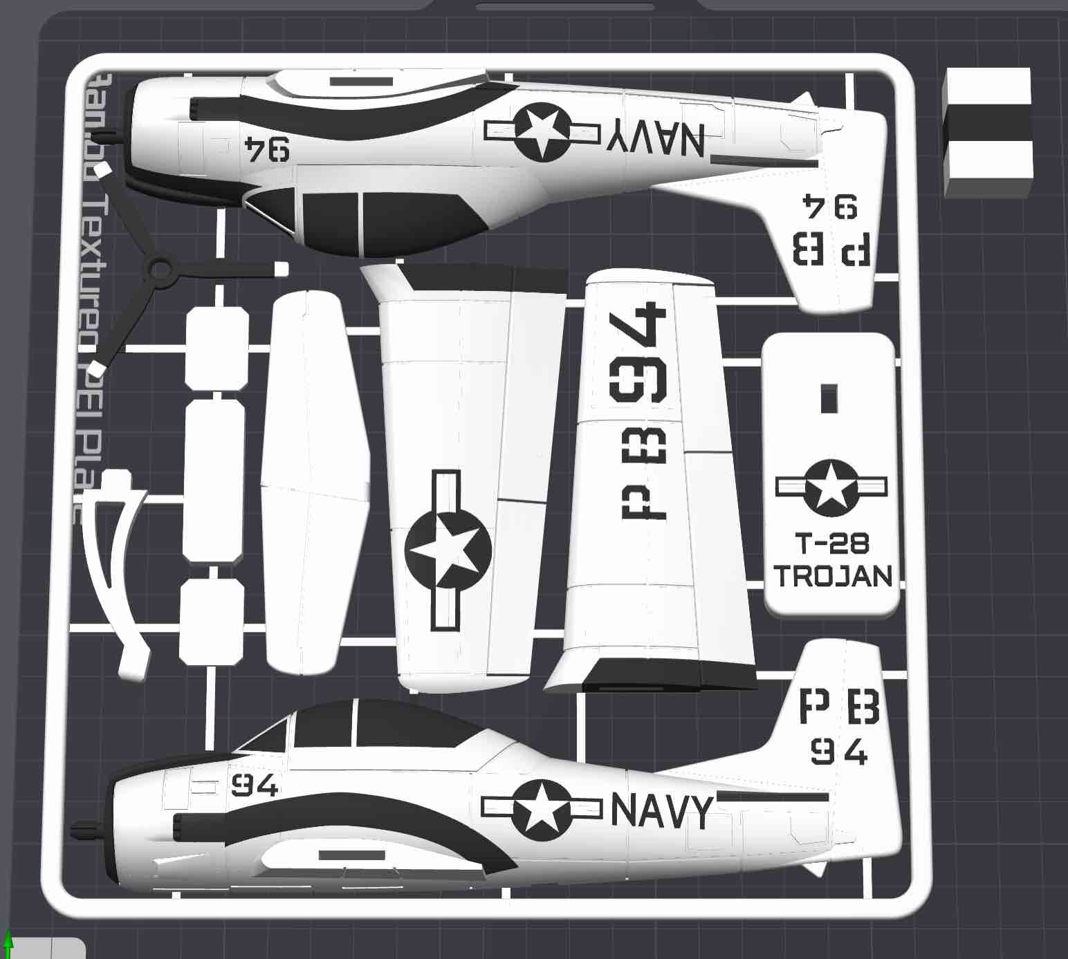 T-28 Trojan Navy Kit Card 3D Printed Aircraft Model Kit | Snap Fit Desk Display | DIY Plane Gift