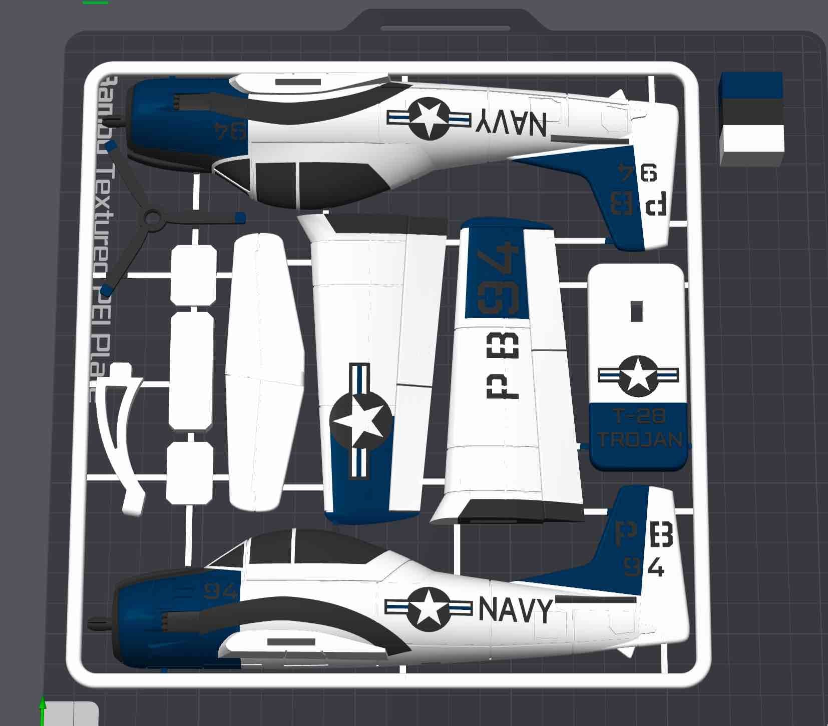 T-28 Trojan Navy Kit Card 3D Printed Aircraft Model Kit | Snap Fit Desk Display | DIY Plane Gift