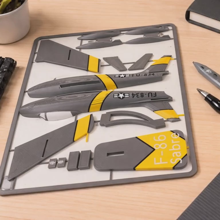 F-86 Sabre 3D Printed Aircraft Model Kit – Buildable Fighter Jet Desk Display