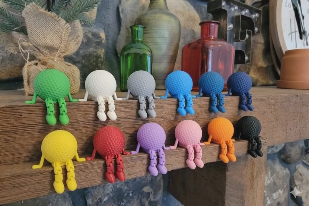 Funny Golf Ball Buddy Desk Decor | 3D Printed Golf Ball Figure with Dangly Legs