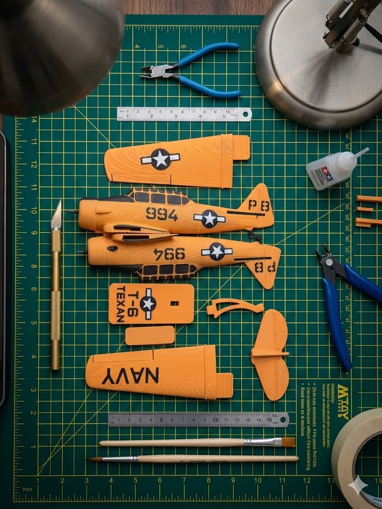 T-6 Texan 3D Printed Aircraft Model Kit – Vintage Navy Trainer Edition