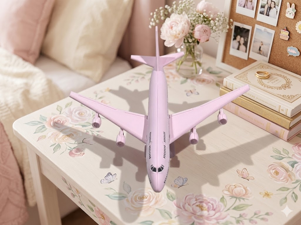 Pink Boeing 747 3D Printed Aircraft Model Kit – Cute Jumbo Jet Edition