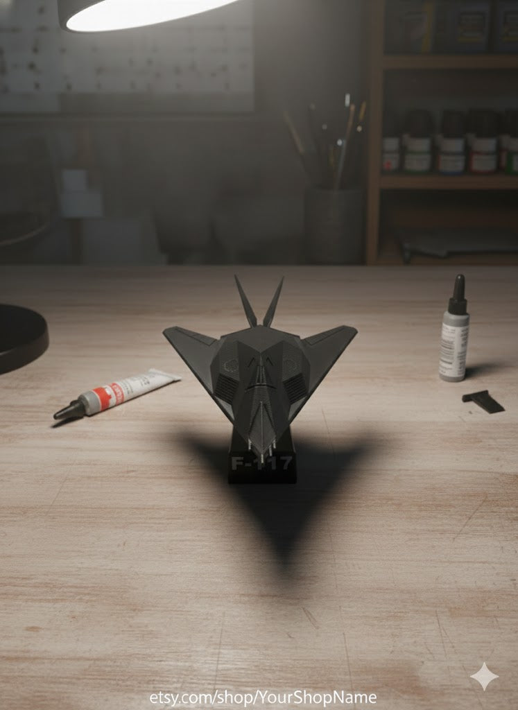 F-117 Nighthawk 3D Printed Model Kit F-117 Nighthawk 3D Printed Model Kit – Stealth Fighter Aircraft Display – Military Aviation Desk Decor – DIY Jet Build Kit