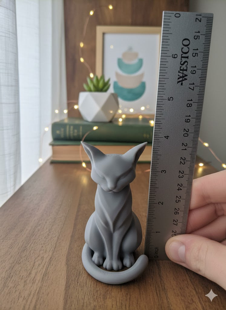 Modern Minimalist Cat Statue Modern Minimalist Cat Statue – 3D Printed Cat Decor – Elegant Desk Sculpture – Cute Cat Figure – Home Office Shelf Decor
