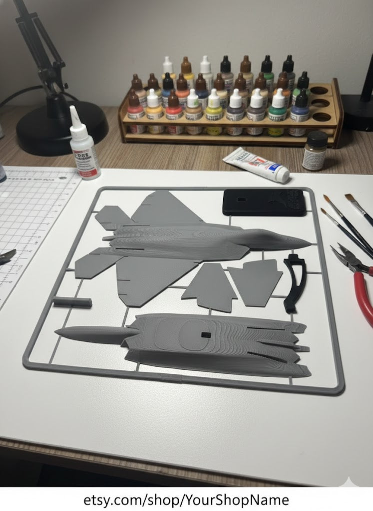 F-22 Raptor 3D Printed Model Kit F-22 Raptor 3D Printed Model Kit – Stealth Fighter Jet Display – Military Aircraft DIY Build – Aviation Desk Decor – Fighter Jet Model