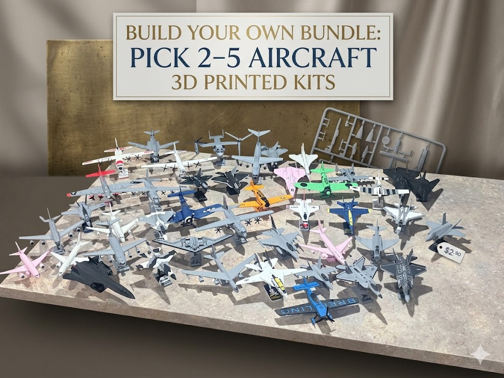 Choose Any 1, 2, 3, 4, or 5 Aircraft 3D Printed Model Kits – DIY Aviation Bundle