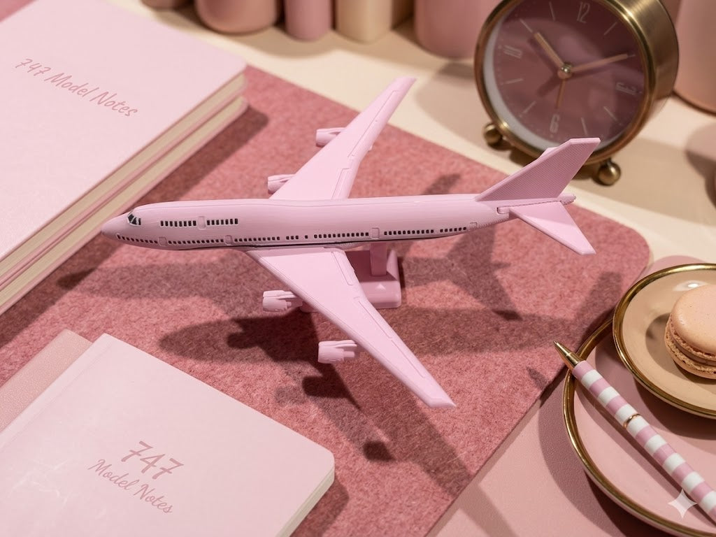 Pink Boeing 747 3D Printed Aircraft Model Kit – Cute Jumbo Jet Edition