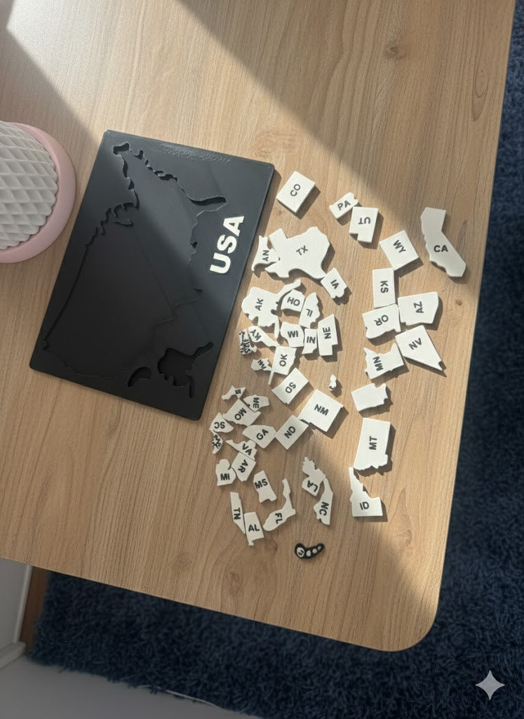 USA 50 State Puzzle Map USA 50 State Puzzle Map – 3D Printed Educational Geography Puzzle – United States Learning Board – Travel & Homeschool Activity