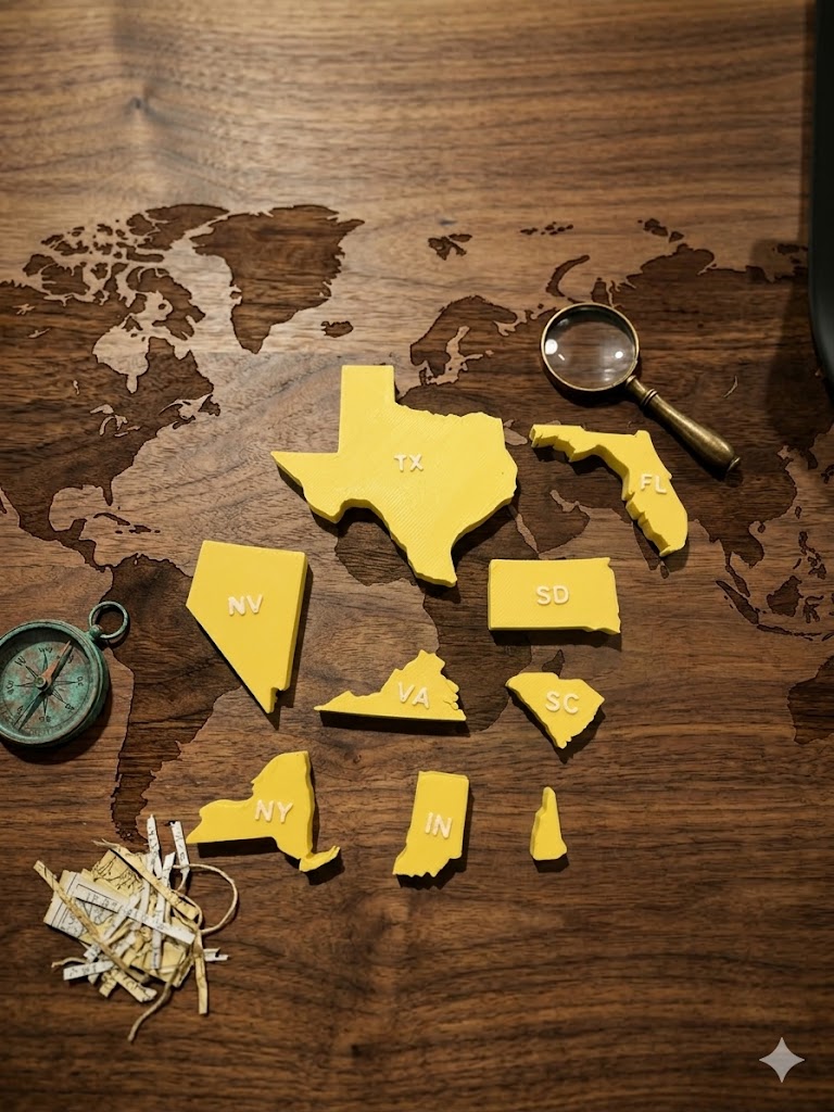 50 States USA Map 3D Printed Puzzle – Educational Geography Desk Display