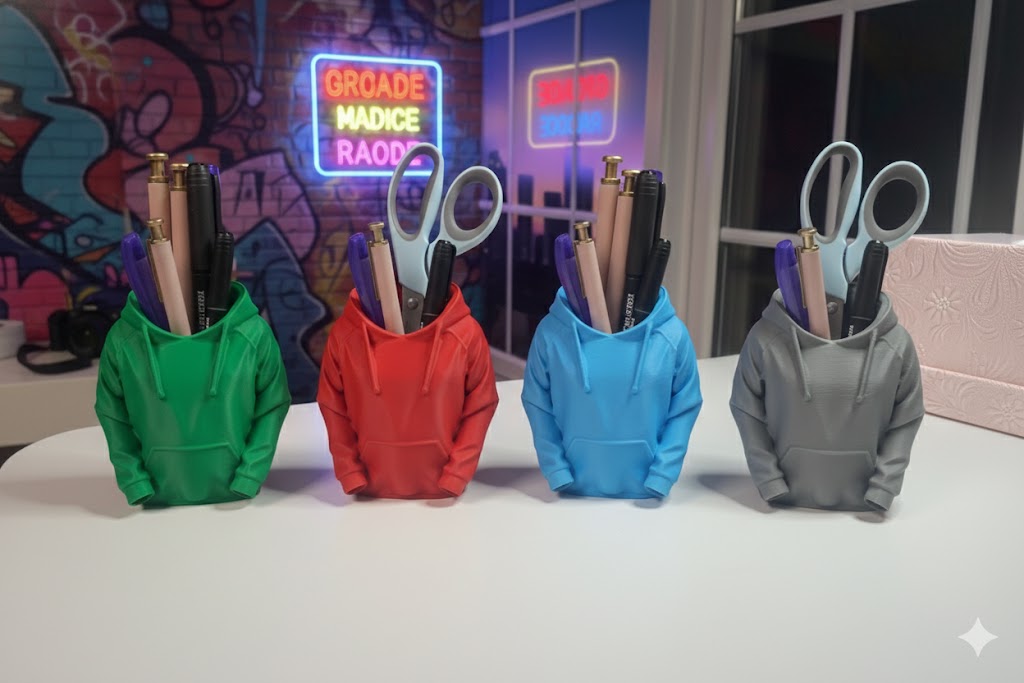 Hoodie Pen Holder Desk Organizer Hoodie Pen Holder Desk Organizer – 3D Printed Hoodie Supply Cup – Cute Desk Accessory – Office & School Organizer