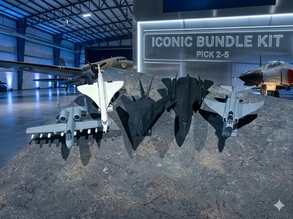 Iconic Aircraft Bundle 3D Printed Model Kit Collection – Concorde, F-117, SR-71, A-10 & F-4 Phantom