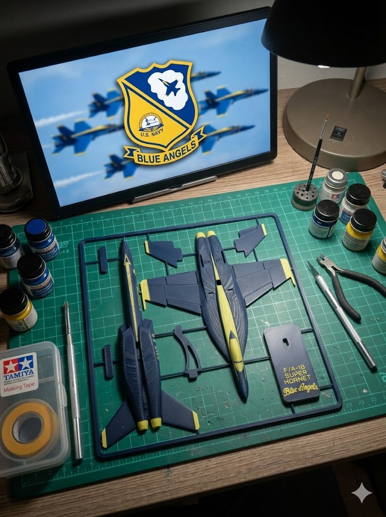 Blue Angels F/A-18 Super Hornet 3D Printed Aircraft Model Kit – Navy Demonstration Jet Edition