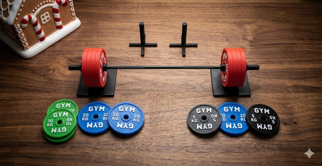Mini Barbell & Weight Plate Set – Gym Desk Decor – 3D Printed Fitness Display