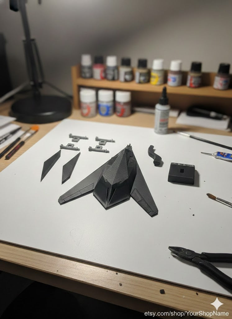 F-117 Nighthawk 3D Printed Model Kit F-117 Nighthawk 3D Printed Model Kit – Stealth Fighter Aircraft Display – Military Aviation Desk Decor – DIY Jet Build Kit